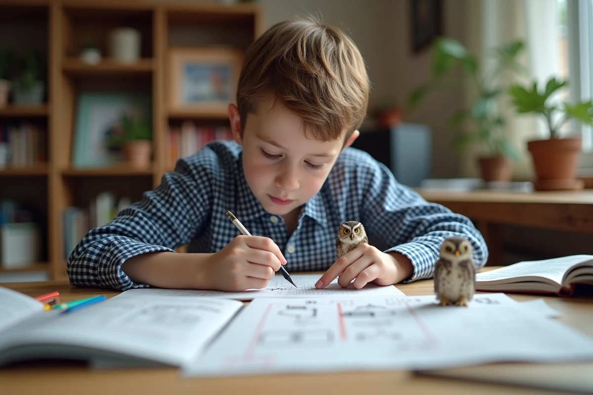 Jeune garçon étudie des modèles d